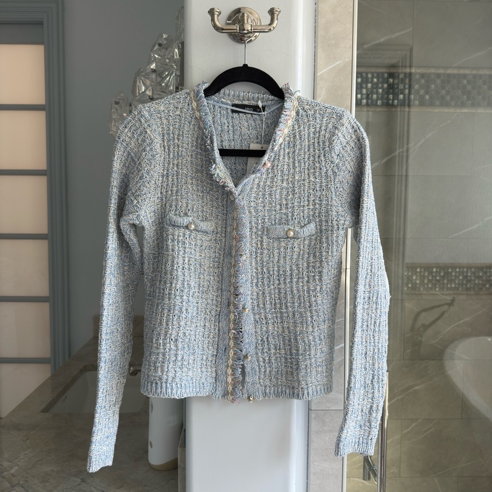 Mango Tweed cardigan with jewel button - Picture 3 of 13